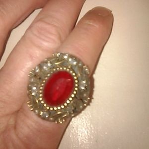 925 Sterling silver lab ruby large ring